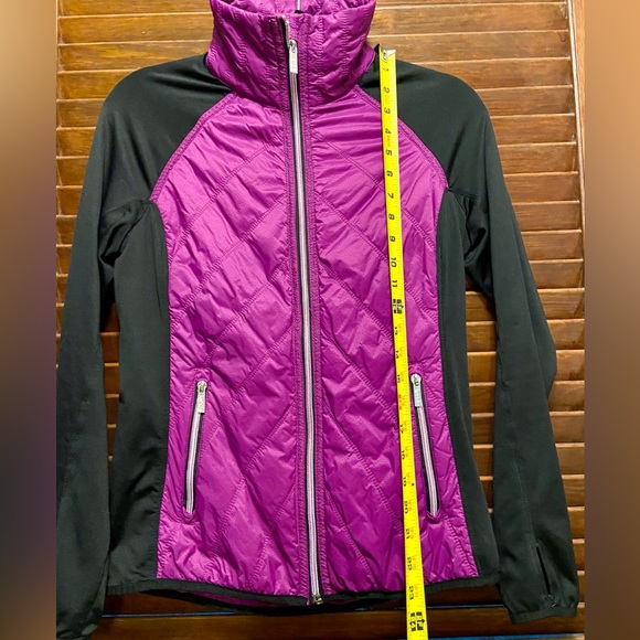 Purple Jacket with Reflective zippers =safety. Tapered waist. Like new Pre-owned - Picture 5 of 12